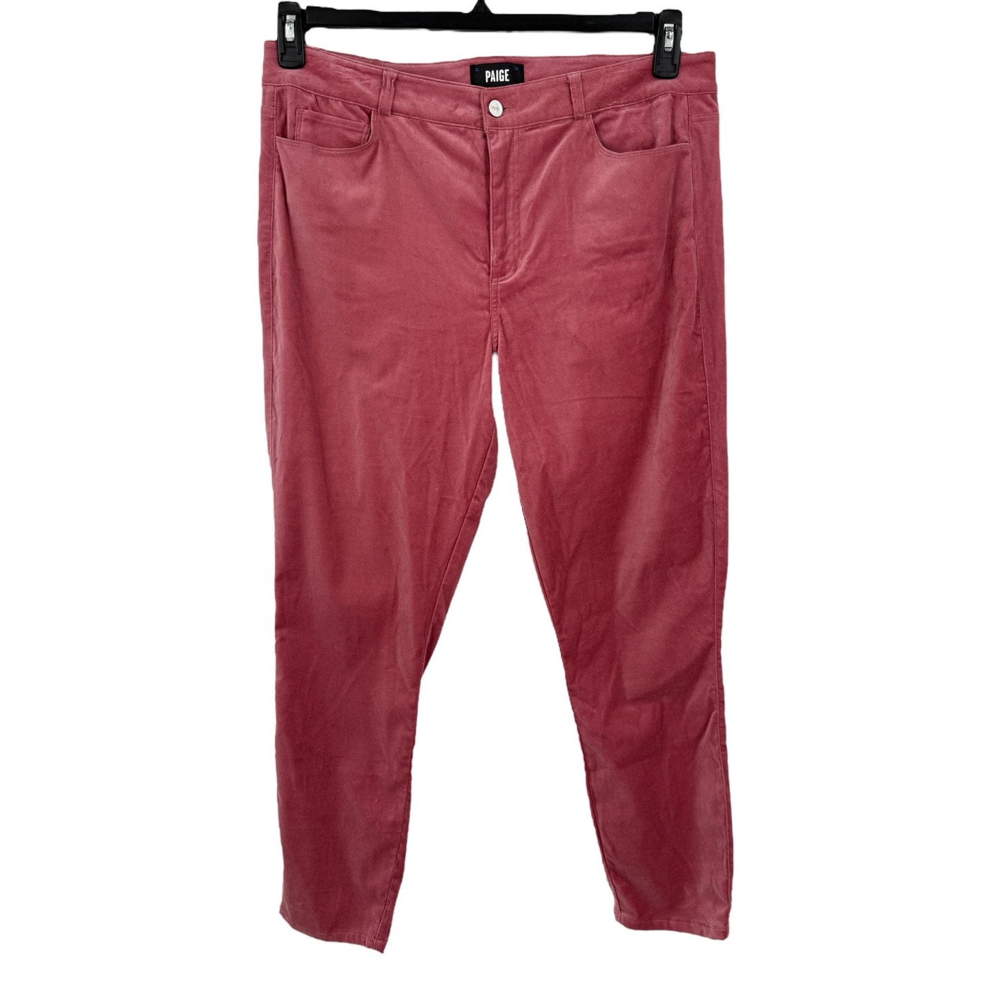 Paige Hoxton Cropped Ankle Length High Rise Velvet Jeans Dk Pink Size 33